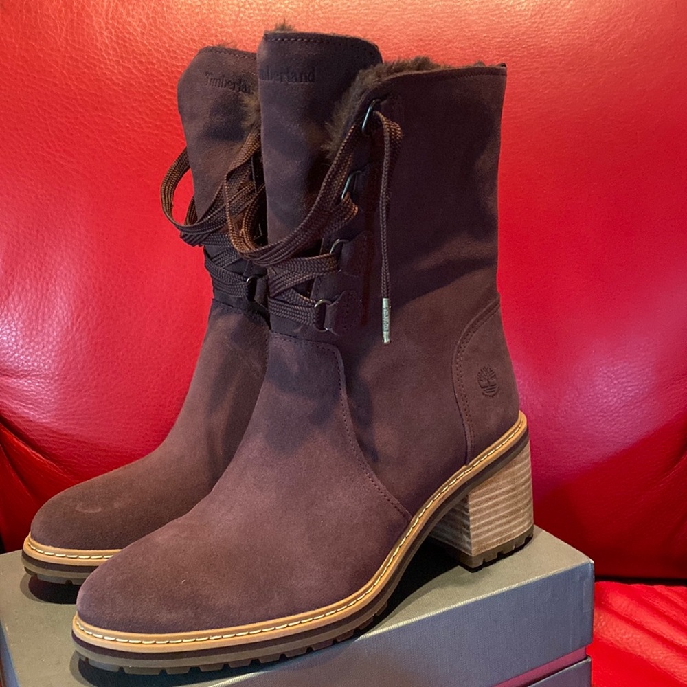 Timberland Purple Suede FauxFur Lined Midcalf Boots NeverUsed - Picture 3 of 12